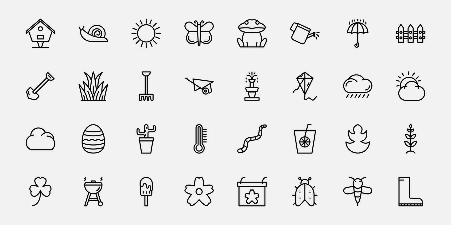 32 primavera elemento línea icono conjunto para tu diseño web etc vector