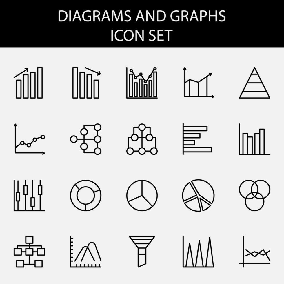 Bar graph chart line icon set vector