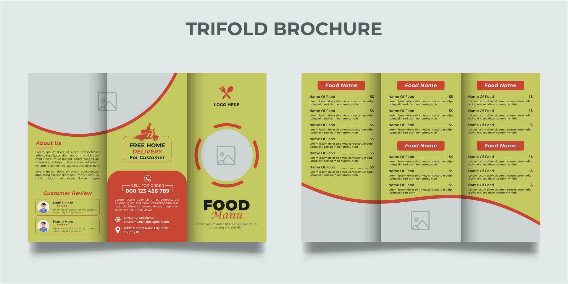 Restaurant trifold menu template vector