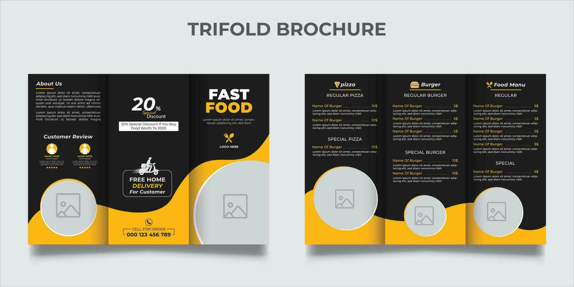 Restaurant trifold menu template vector