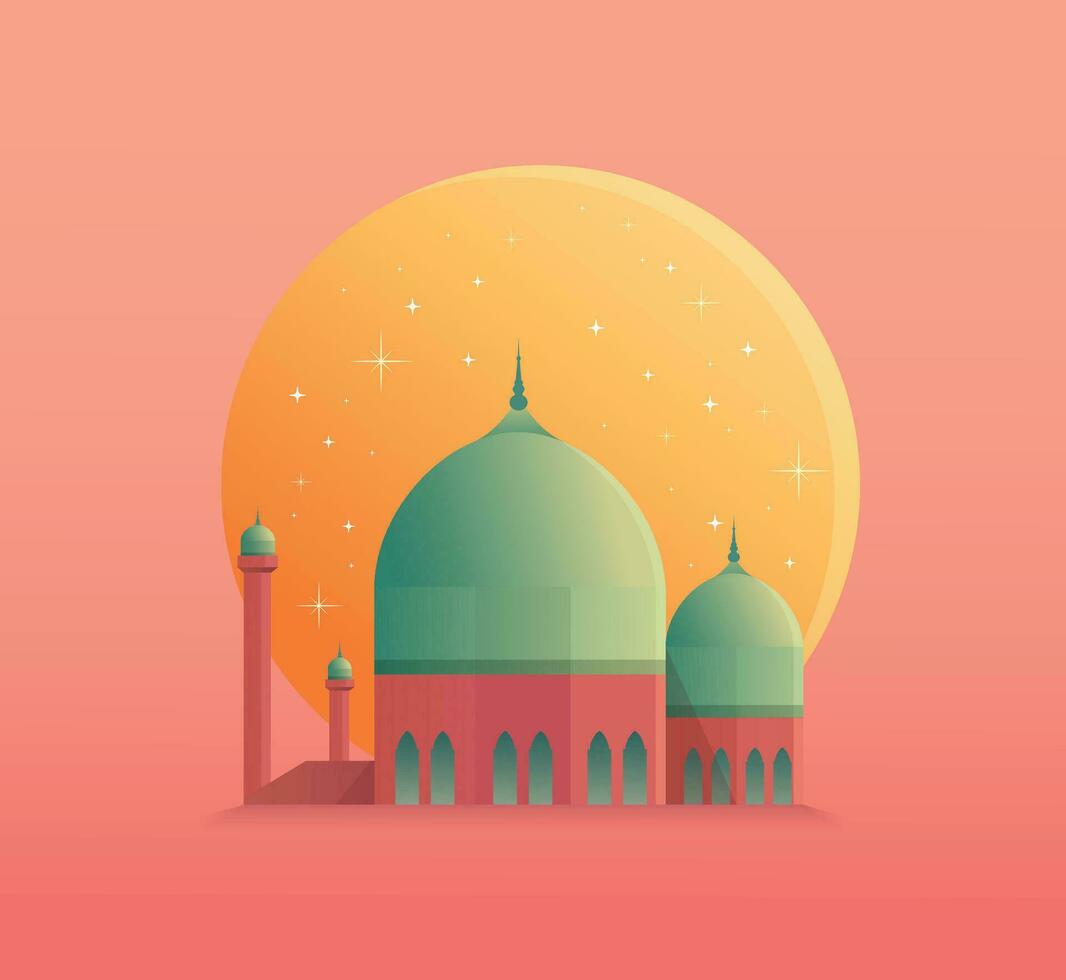 Ramadán kareem oración mezquita vector ilustración