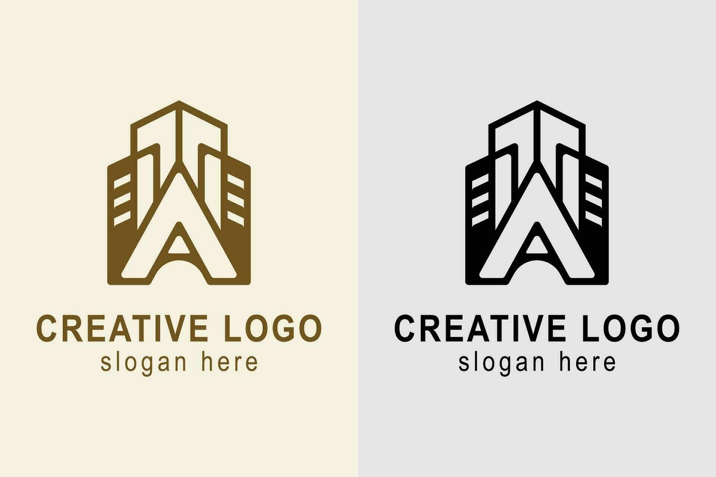 building logo. letter A logo with building. suitable for apartment logo, real estate, hotel, building, etc. simple logo design editable. vector