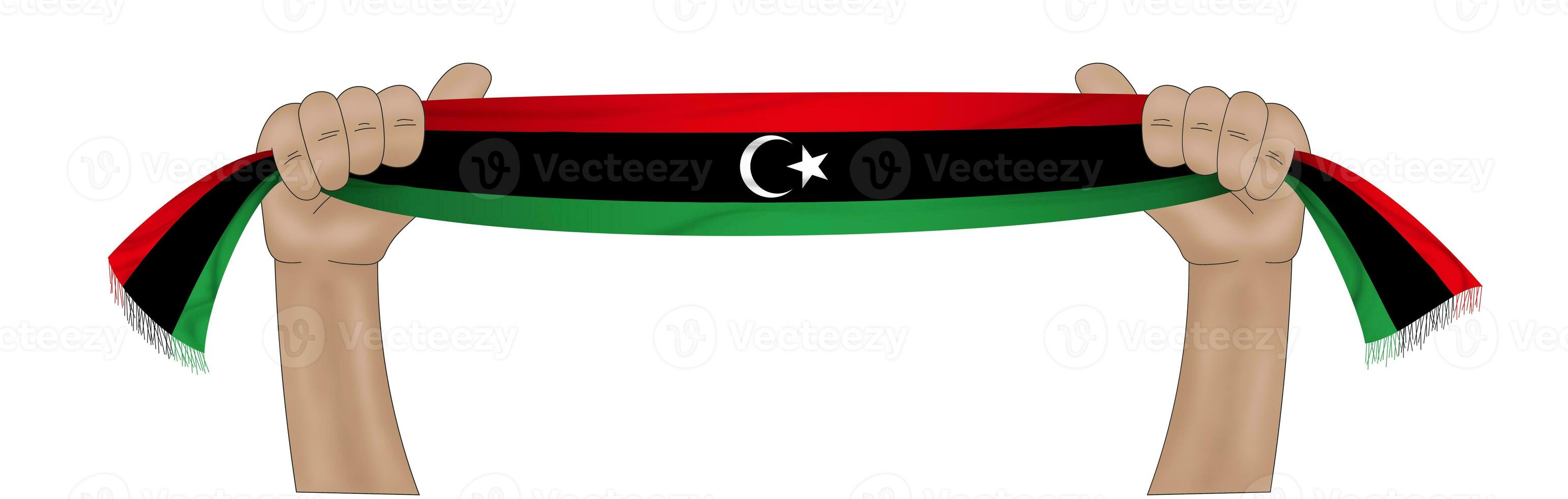 3D Flag on ribbon in hand photo