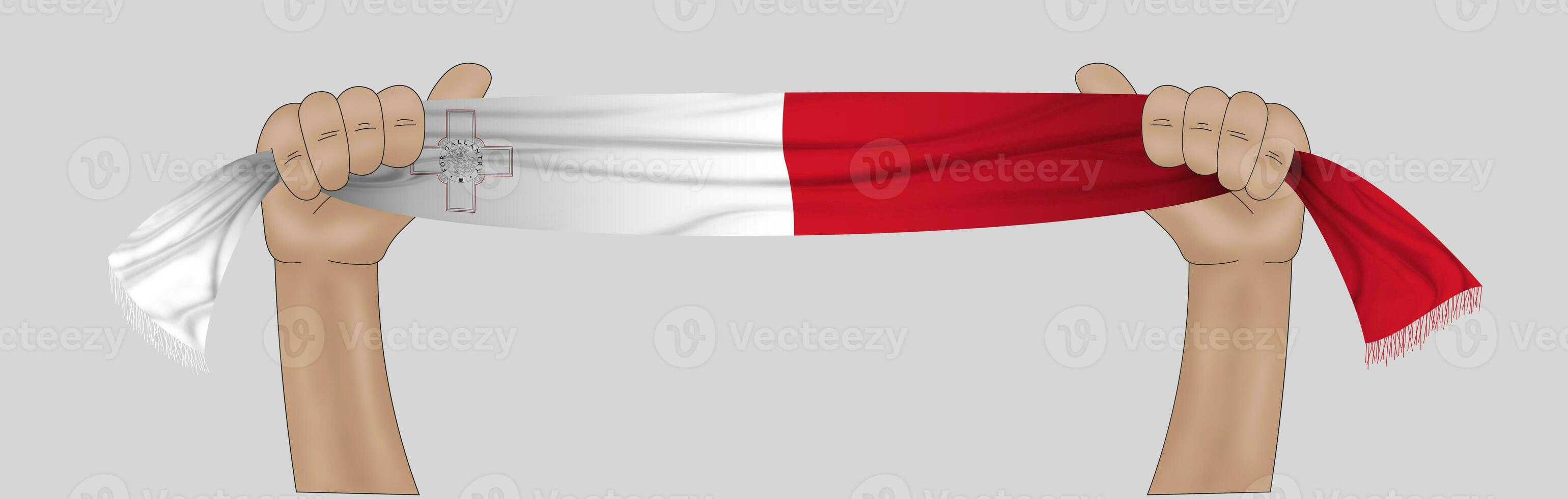 3D Flag on ribbon in hand photo