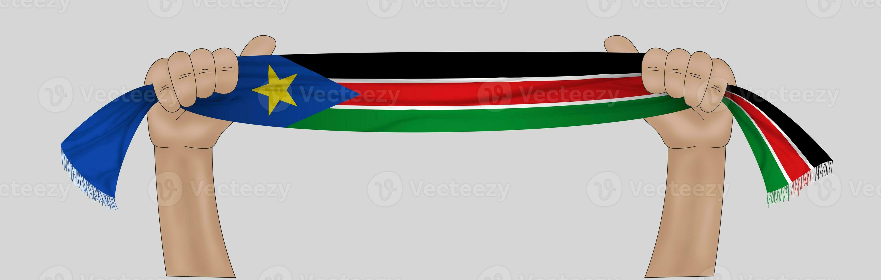 3D Flag on ribbon in hand photo