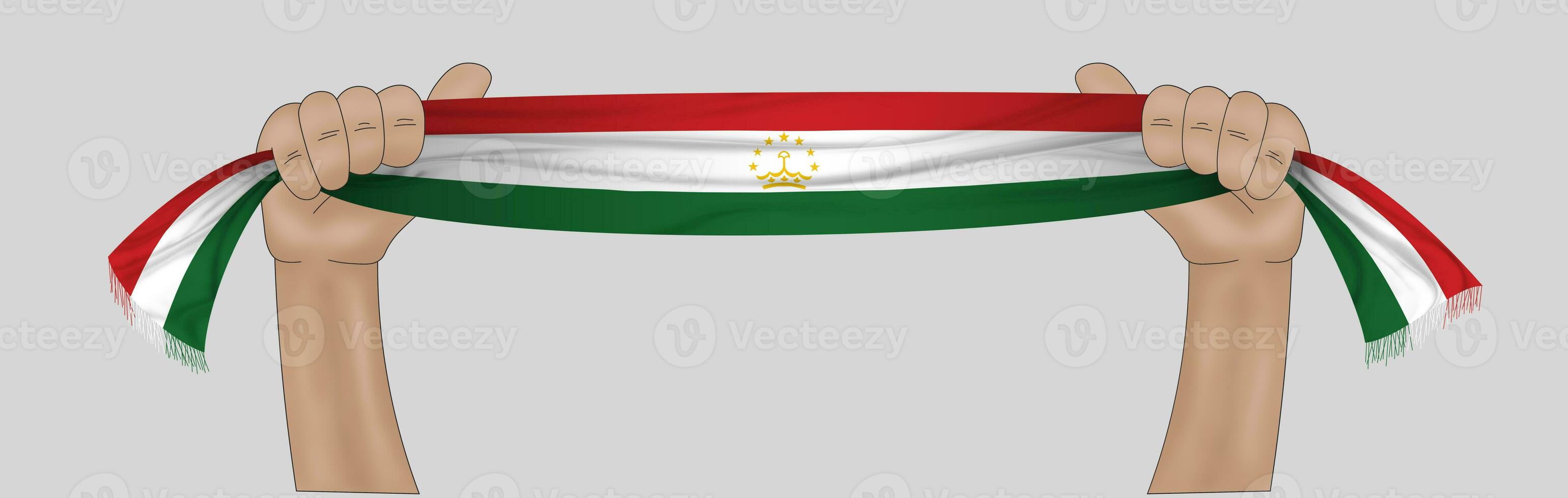3D Flag on ribbon in hand photo