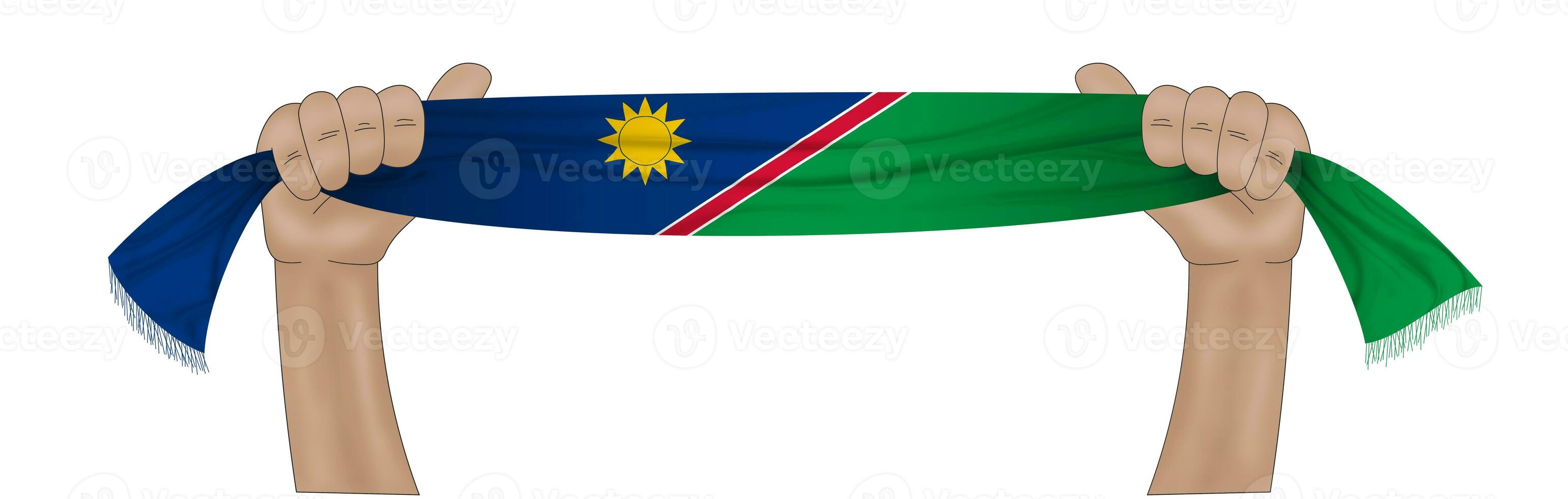 3D Flag on ribbon in hand photo