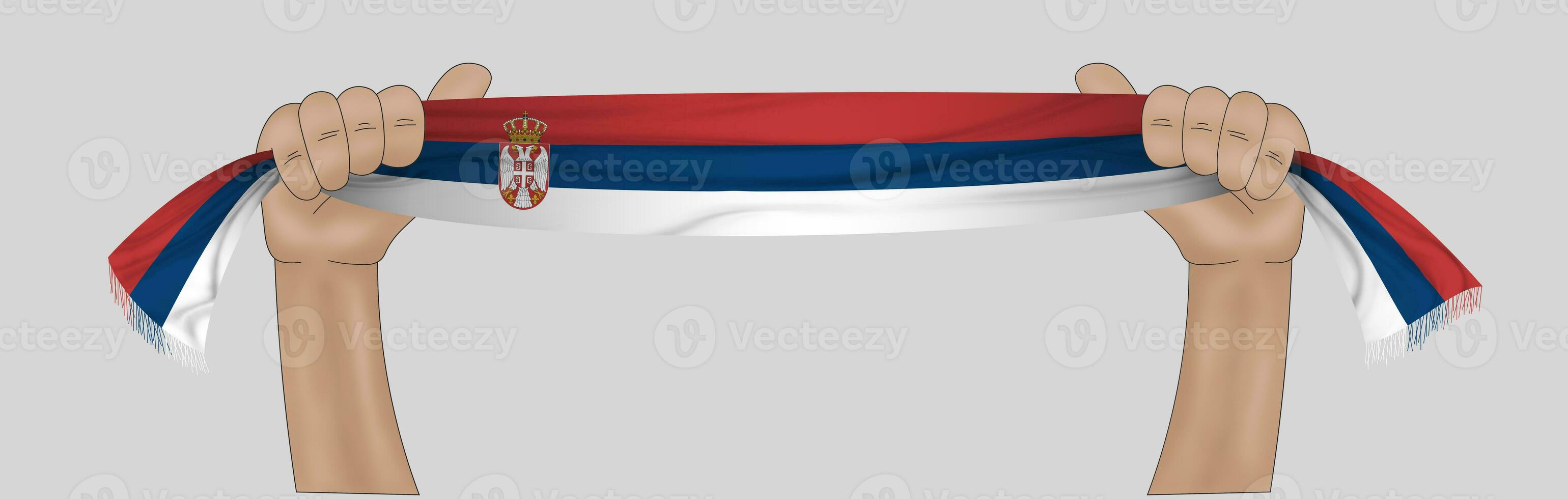 3D Flag on ribbon in hand photo