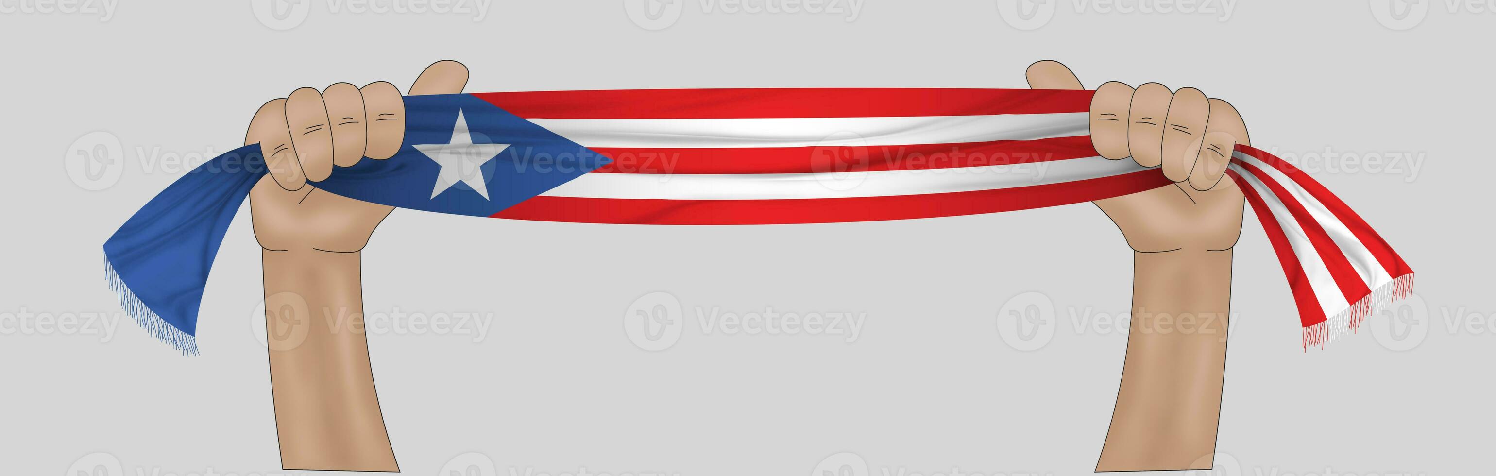 3D Flag on ribbon in hand photo