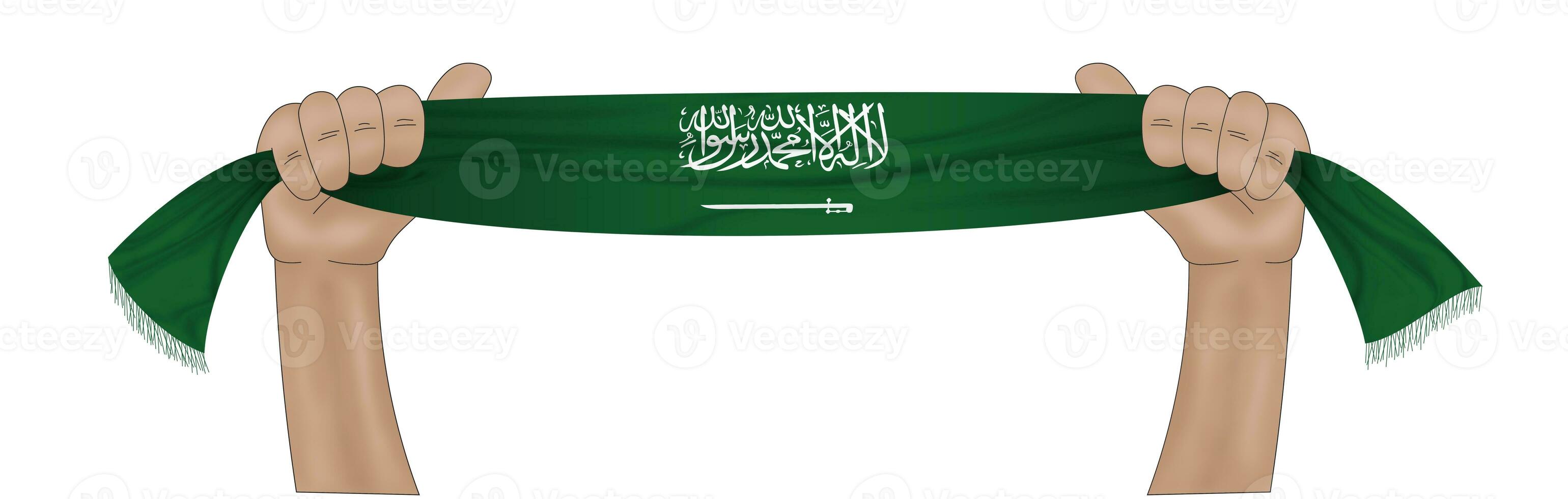 3D Flag on ribbon in hand photo
