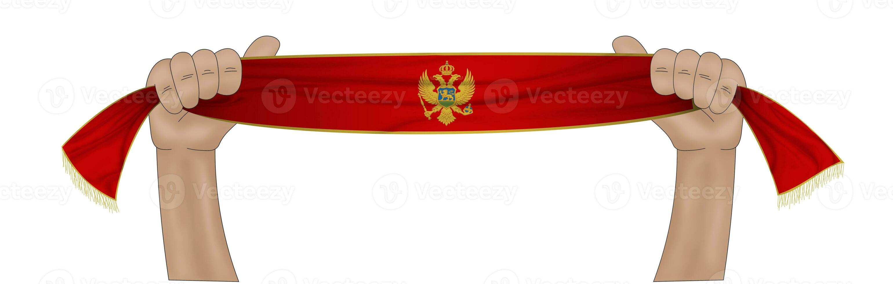 3D Flag on ribbon in hand photo