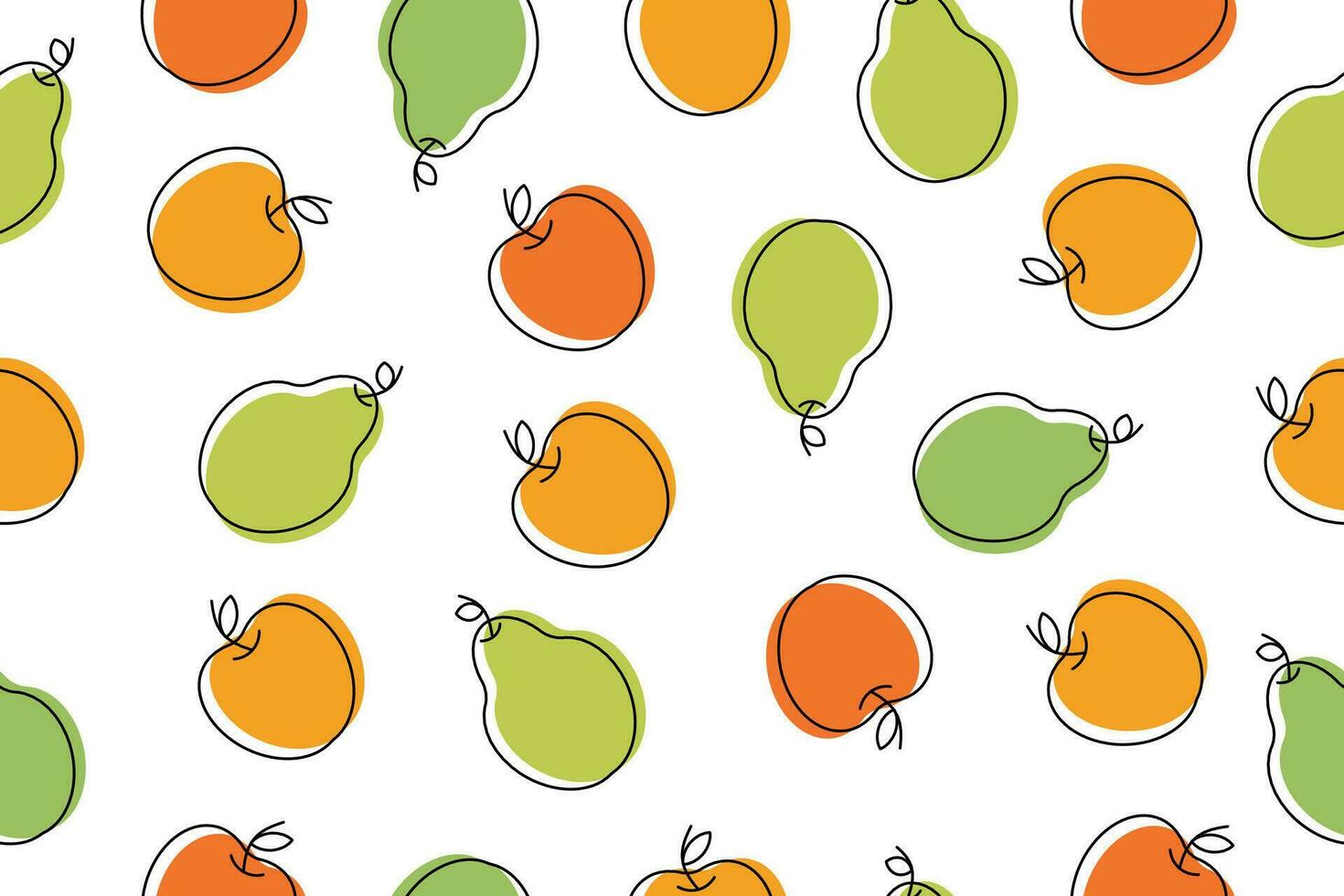 Simple seamless pattern with fruits. Vector illustration with apple and pear. Vector