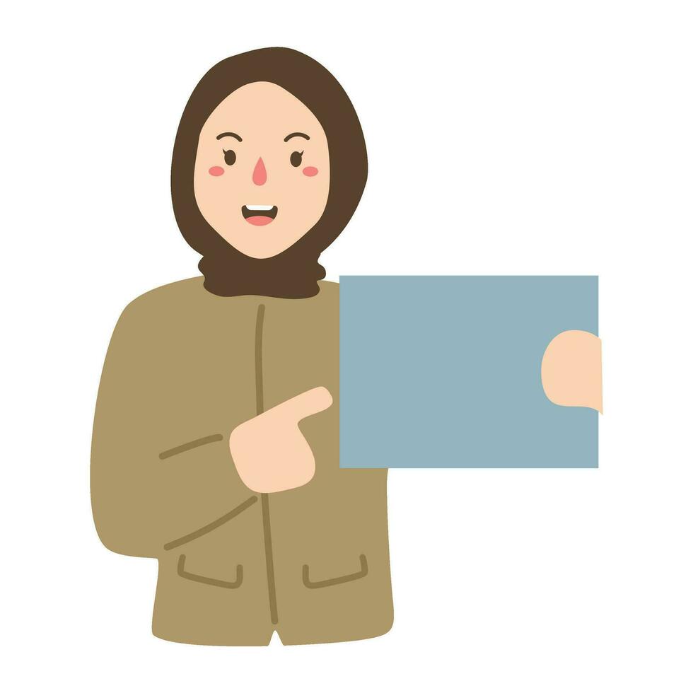 government worker holding blank canvas vector