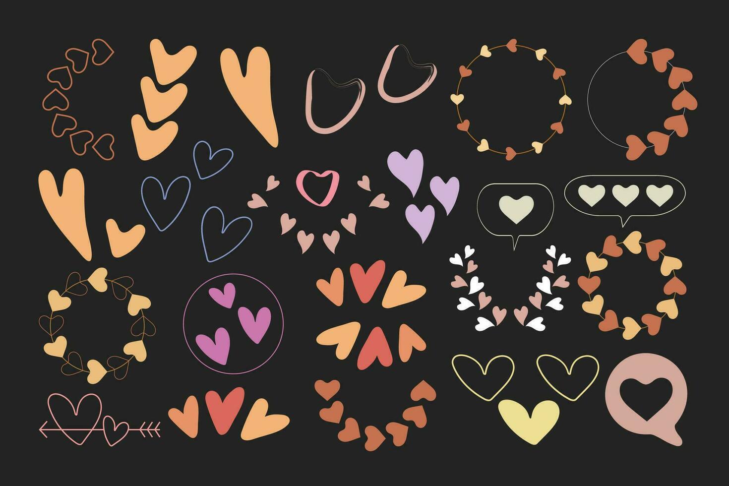 Handdrawn of love or heart signs isolated heart drawing love design love shape vector