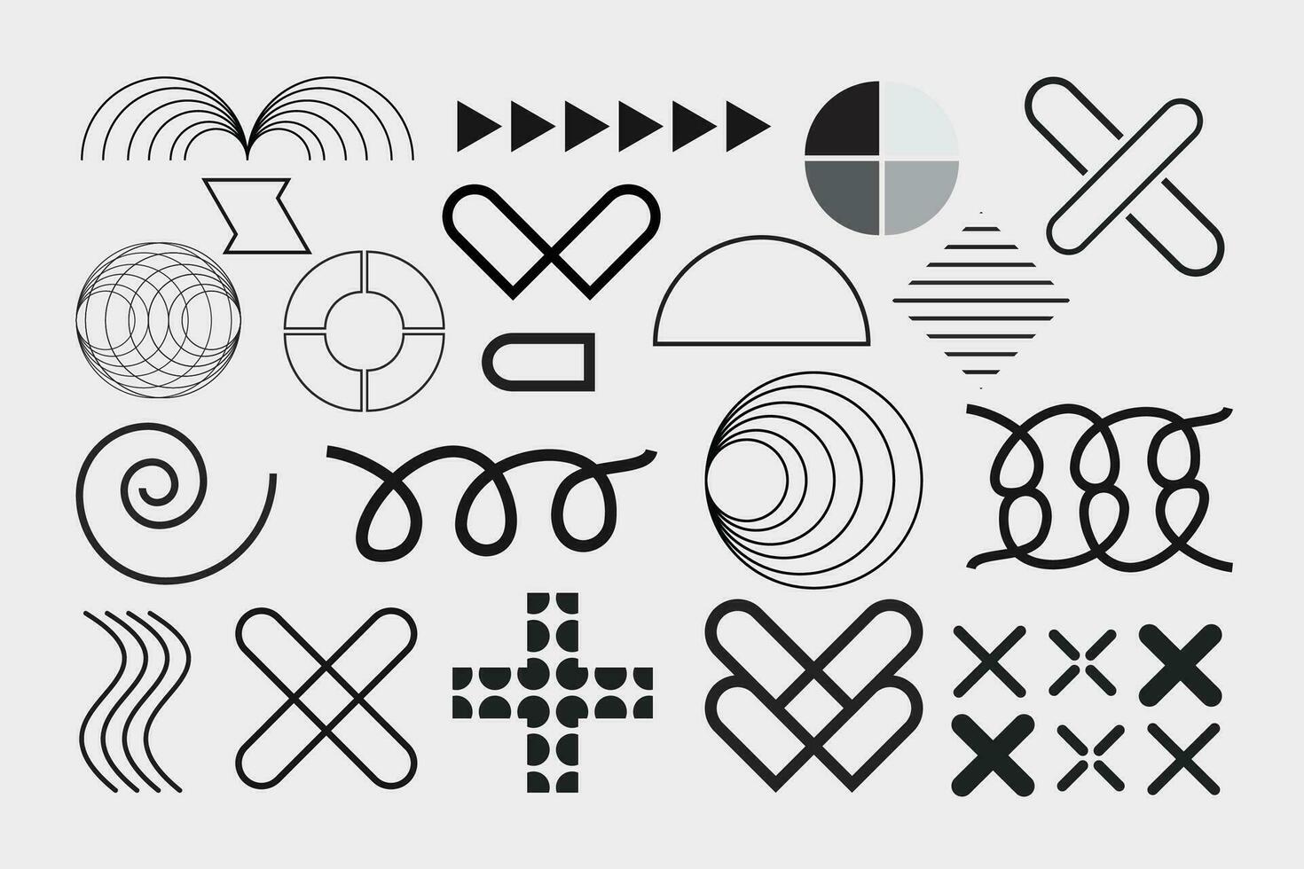 Abstract geometric shapes, Retro futuristic vector shapes, design elements, ornamental shapes