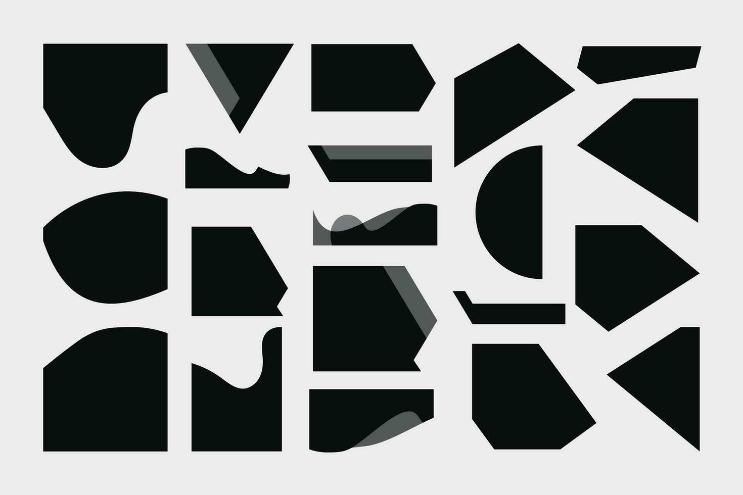 geométrico formas negro silueta iconos, resumen orgánico formas, vector conjunto de minimalista diseño elementos