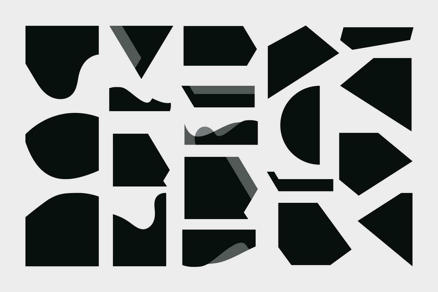 Geometric shapes black silhouette icons, abstract organic shapes, Vector set of minimalist design elements