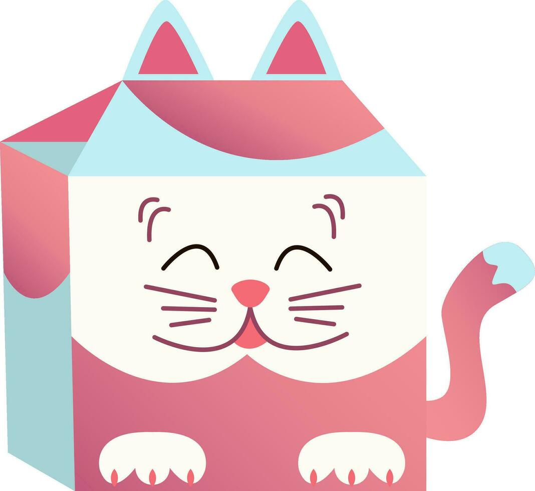 Vector illustration of cute kitten gift box for festive kid design isolated on white background
