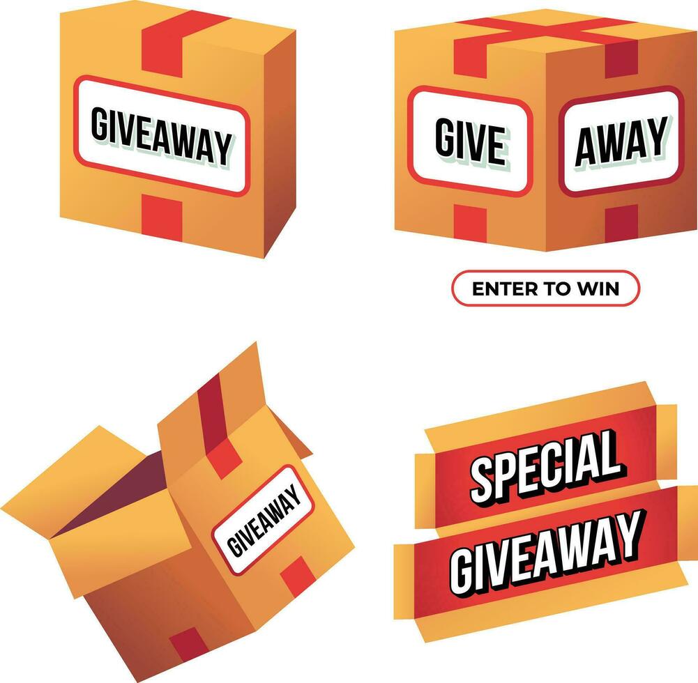 Giveaway packaging gift box illustration vector design collection