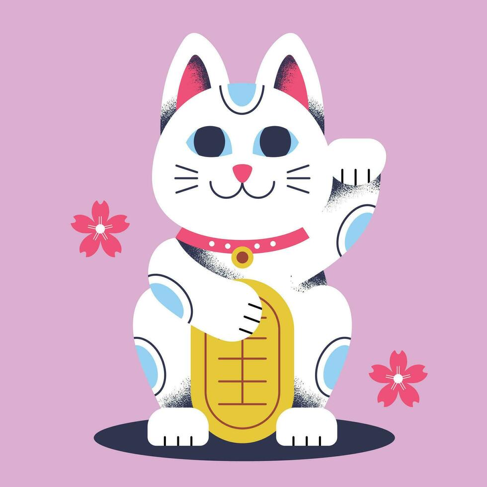 Maneki-neko lucky cat vector art illustration