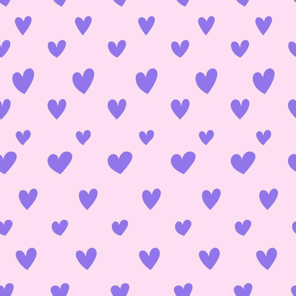 Violet heart seamless pattern in flat style. Cute vector illustration. Endless hand drawn romantic print.