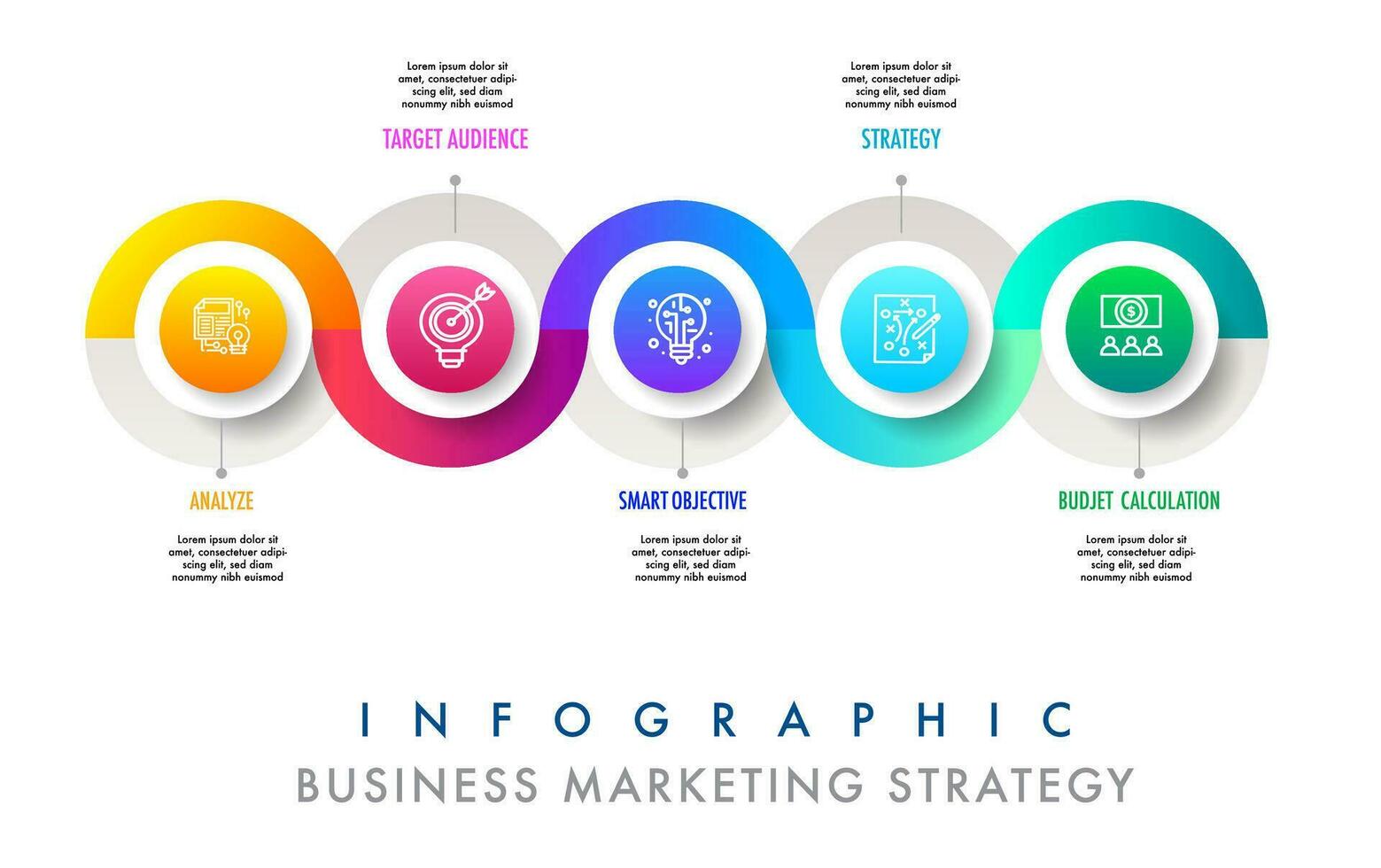 Infographic template for business 5 step option modern design planning, data, strategy, diagram, vector infographic easily change title to use for presentation data report or progress
