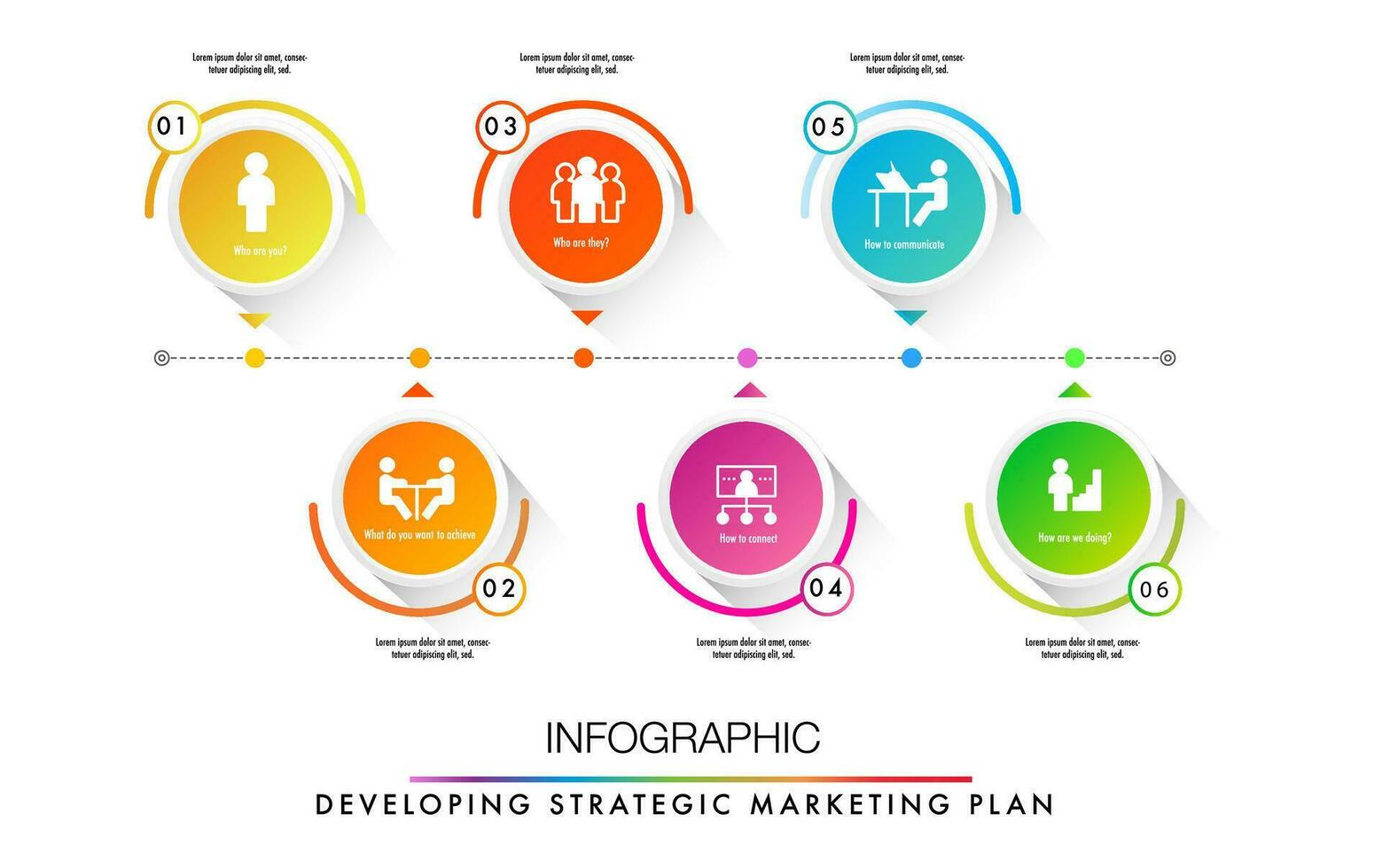 Infographic template for business 6 step option modern design planning vector