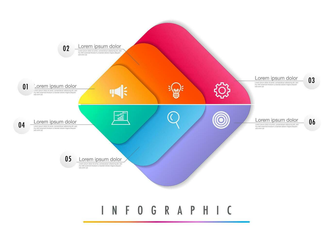 infografía modelo para negocio 6 6 paso opción moderno diseño planificación vector