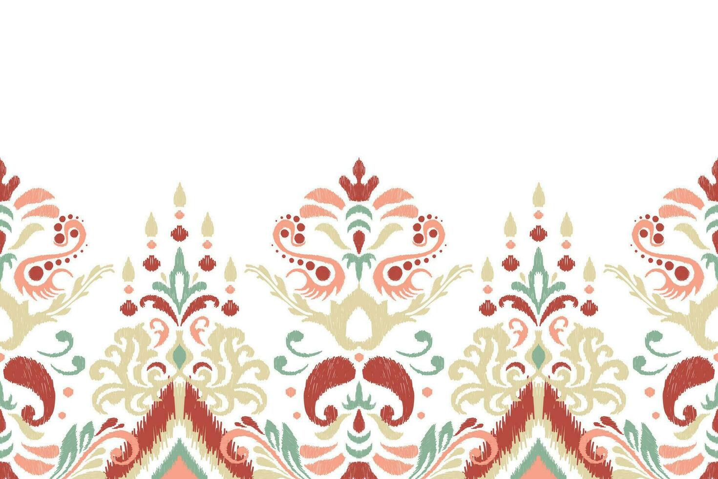 Ikat floral paisley embroidery on white background.Ikat ethnic oriental pattern traditional.Aztec style abstract vector illustration.design for texture,fabric,clothing,wrapping,decoration,sarong,scarf