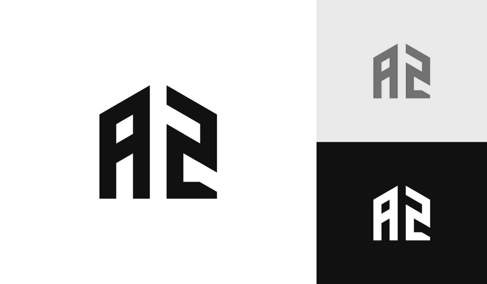 Letter AZ with house shape logo design vector