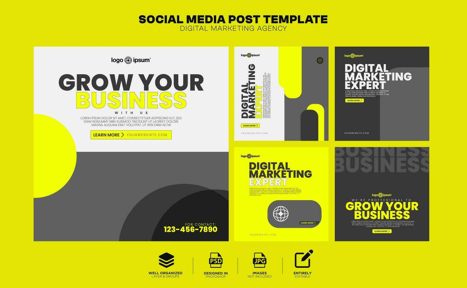 Digital Marketing Social Media Post banner Template, social media post banner design template. business marketing post. Digital marketing agency post banner, Digital marketing expert banner vector