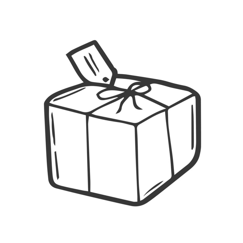 Doodle style box, package, or shipping vector illustration