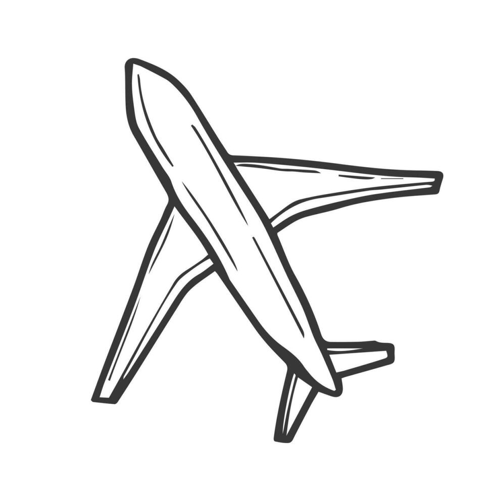 Doodle air plane drawing isolated on white background vector
