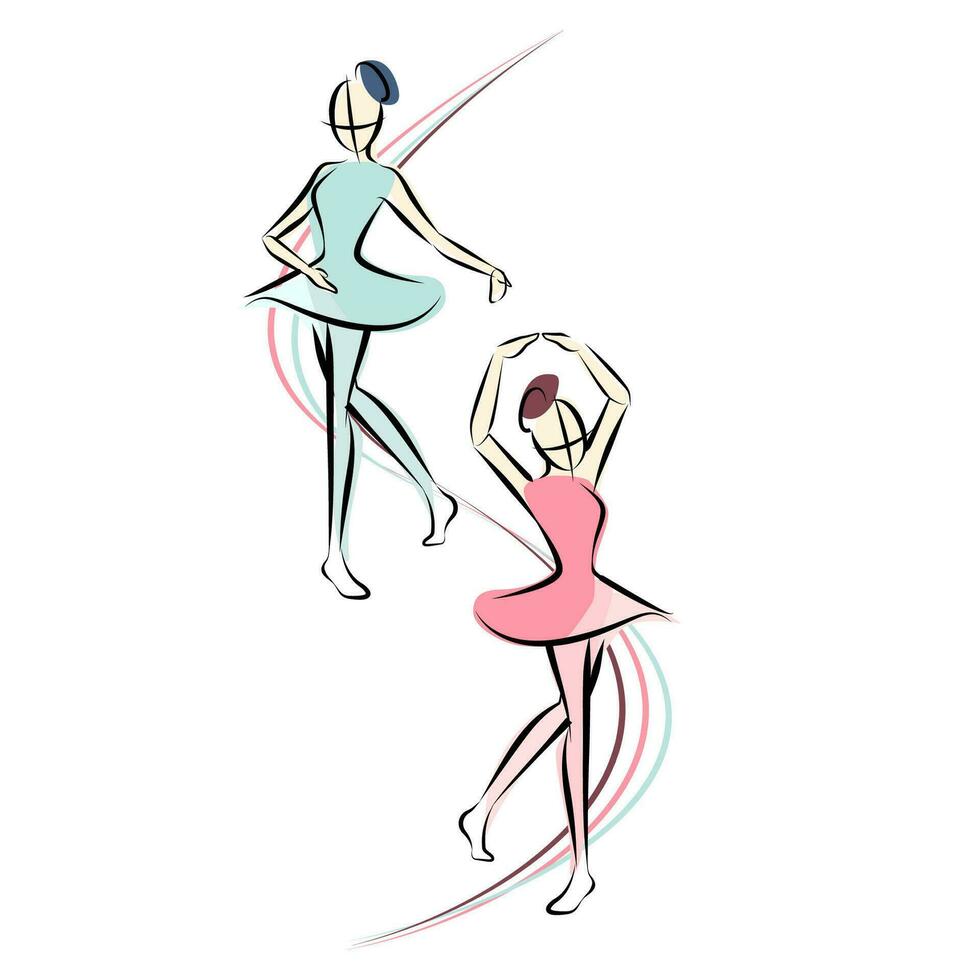 Ballerina line art vector