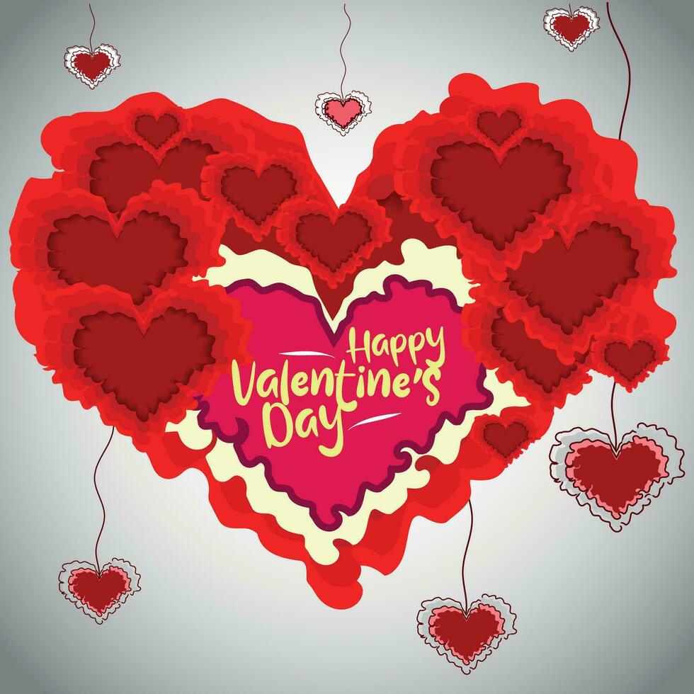 Valentines day background with heart pattern and typography of happy valentines day text . Vector illustration. Wallpaper, flyers, invitation, posters, brochure, banners.