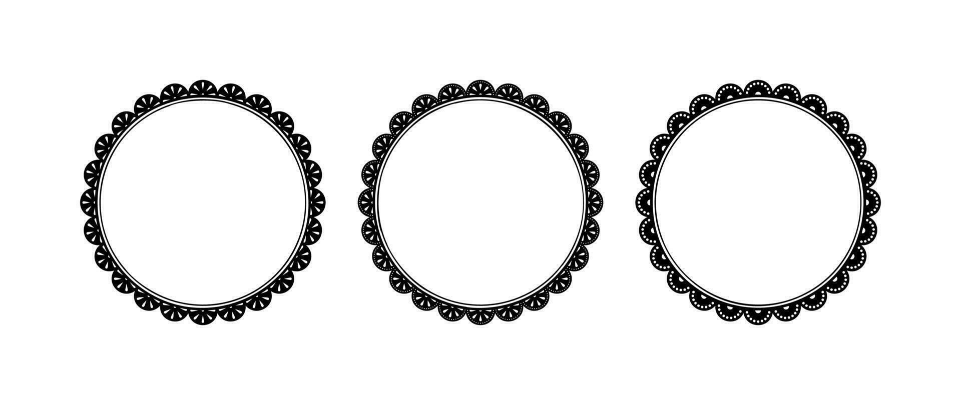 conjunto de decorativo redondo marco frontera ornamento vector clipart