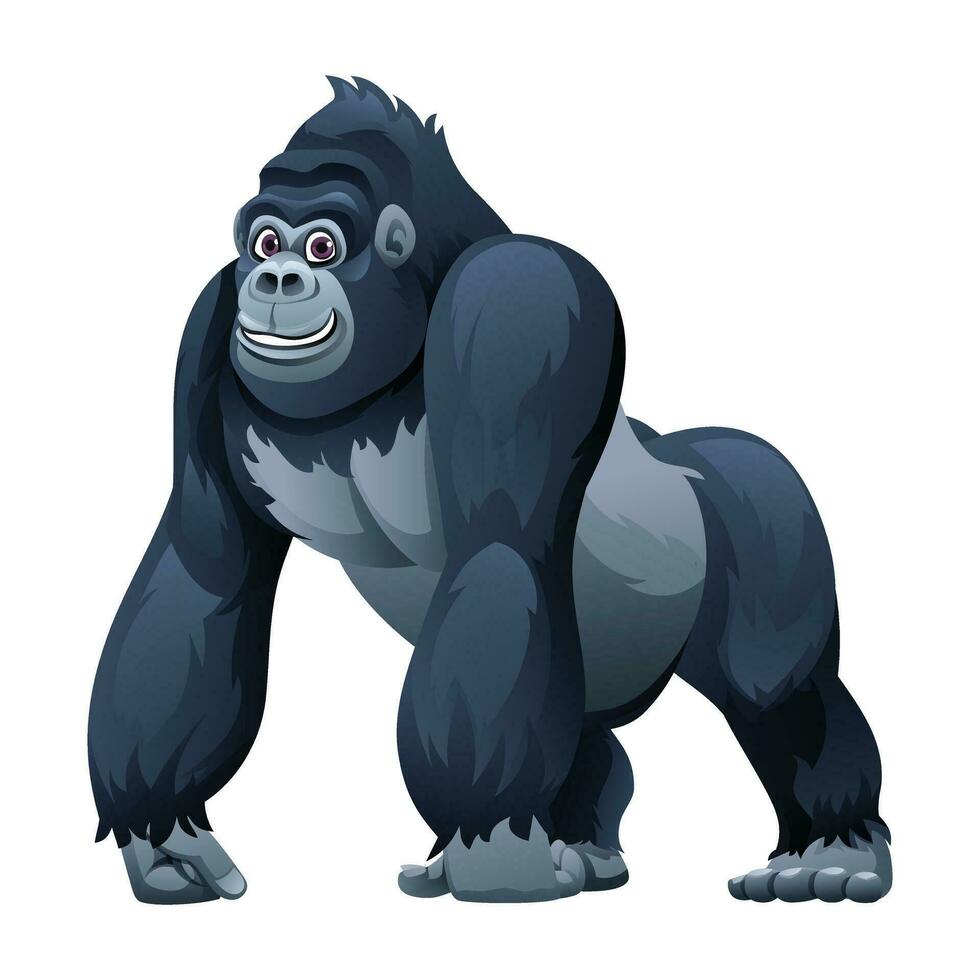 Gorilla cartoon vector illustration isolated on white background