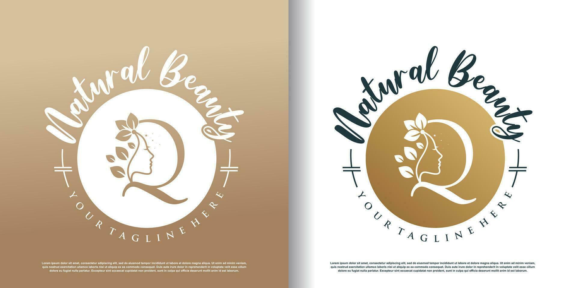 Nature beauty logo template with letter q concept Premium Vector