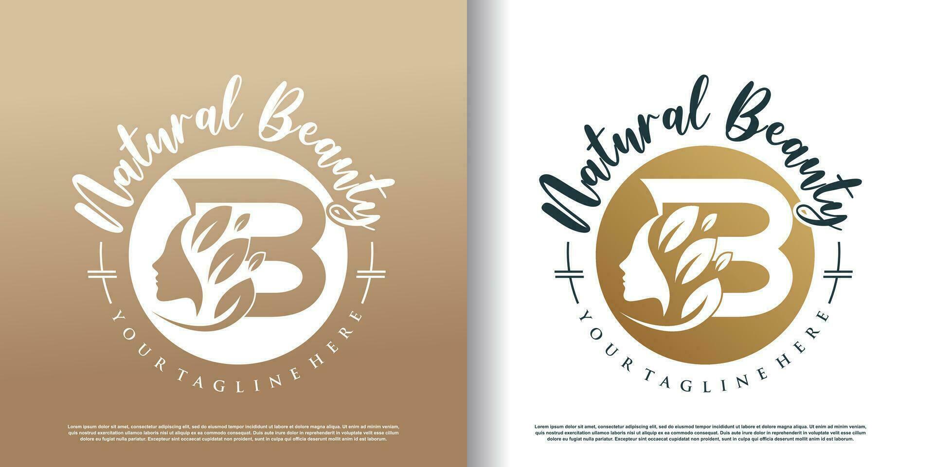 plantilla de logotipo de belleza natural con vector premium de concepto de letra b