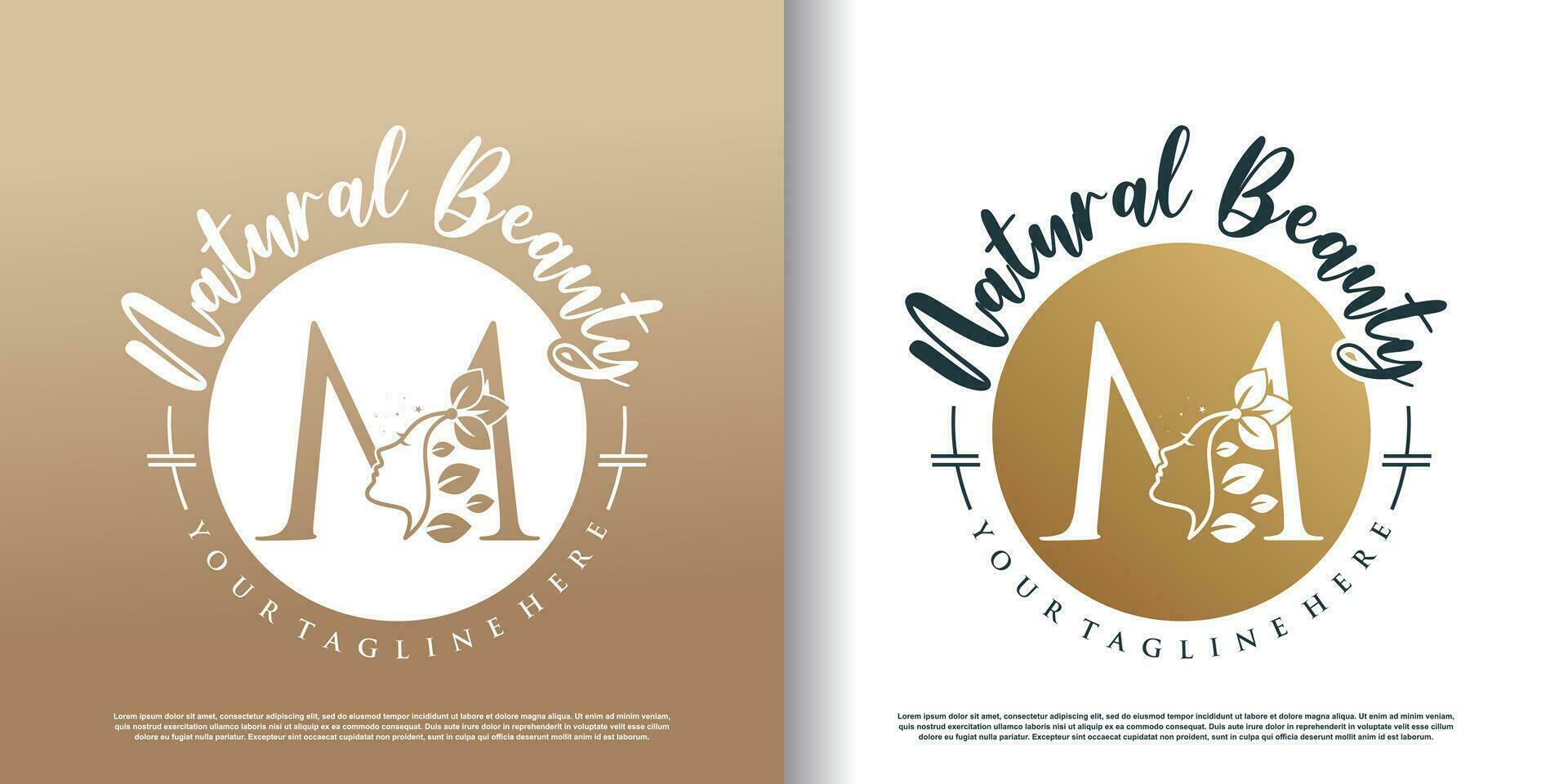 Nature beauty logo template with letter m concept Premium Vector