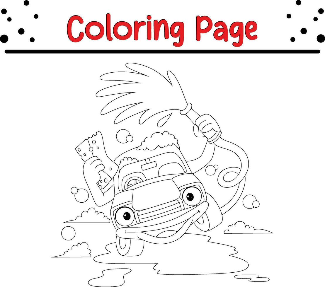 concrete mixer truck mascot coloring page vector