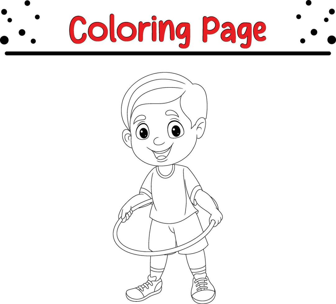 Cute boy coloring book page vector