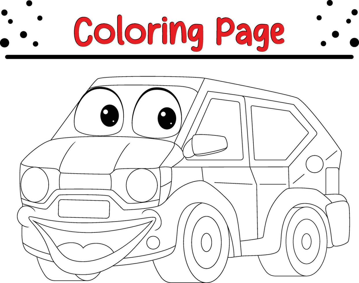 linda página para colorear de autos para niños vector