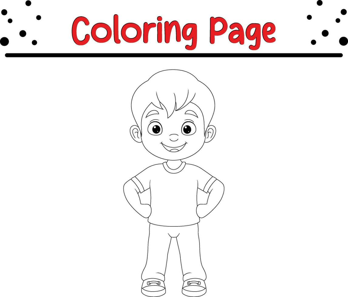 pequeño chico colorante página para niños vector