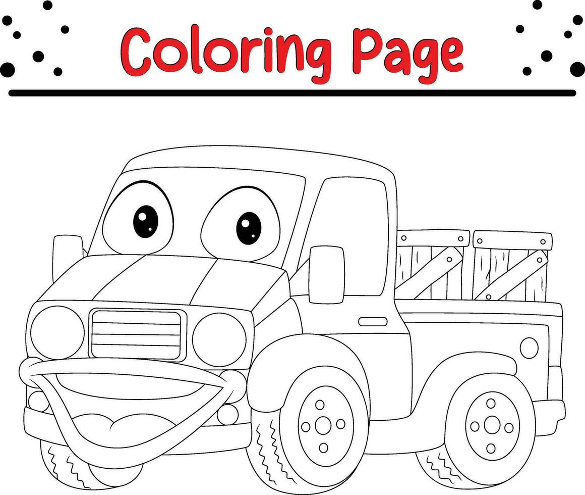 funny funny truck coloring page vector