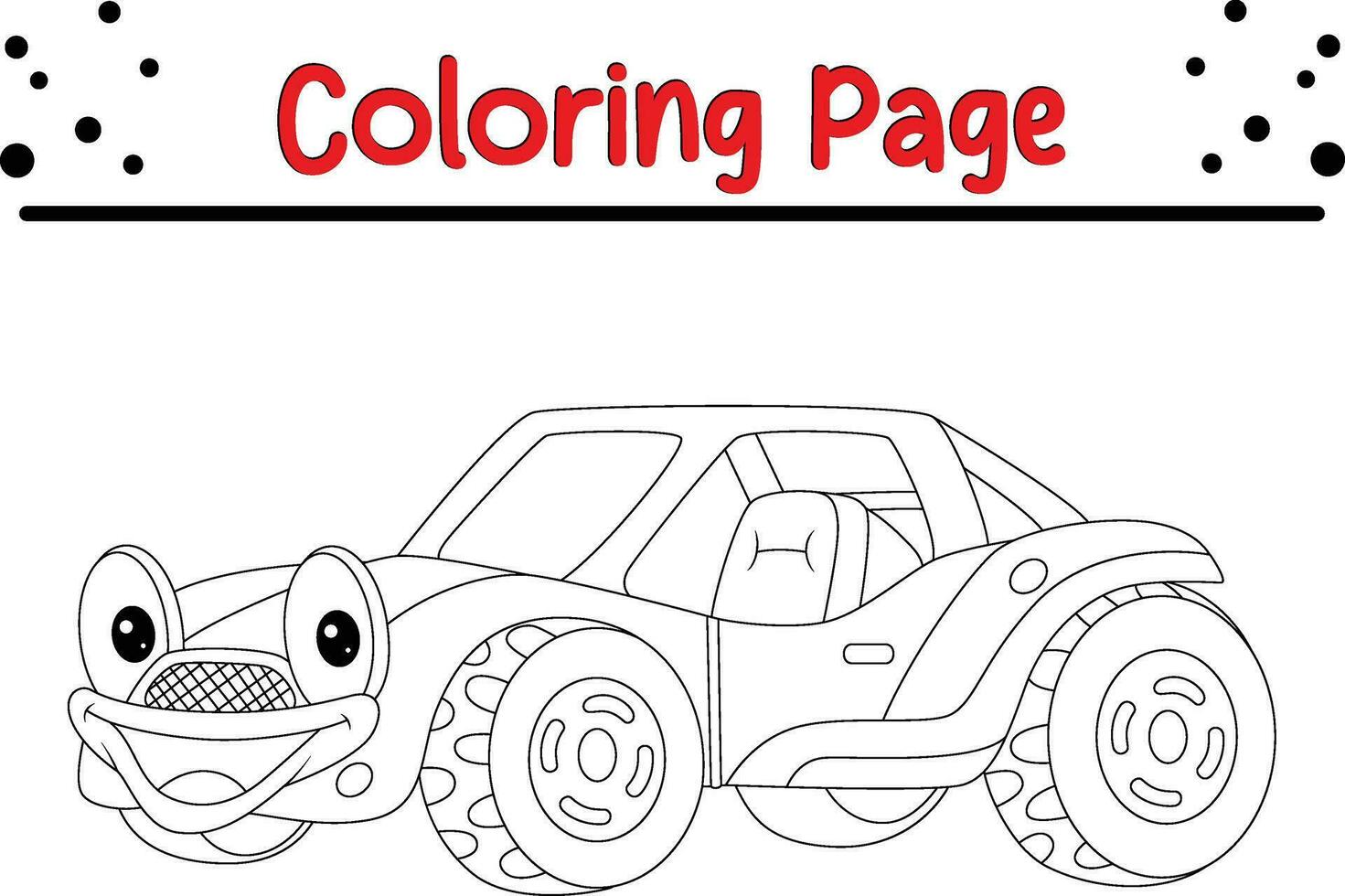 funny car coloring page for kids vector