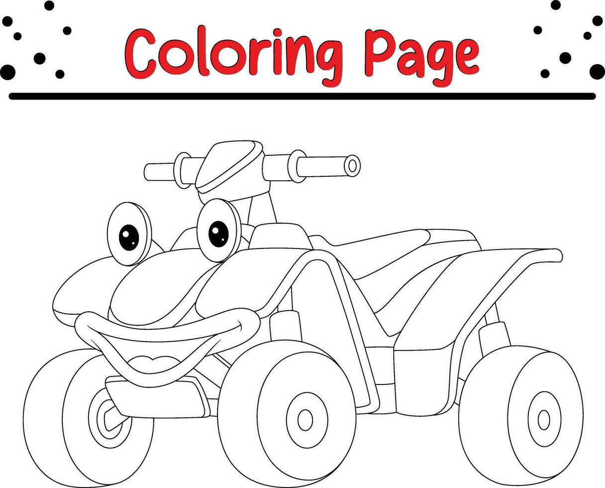 sonriente bicicleta colorante página para niños vector