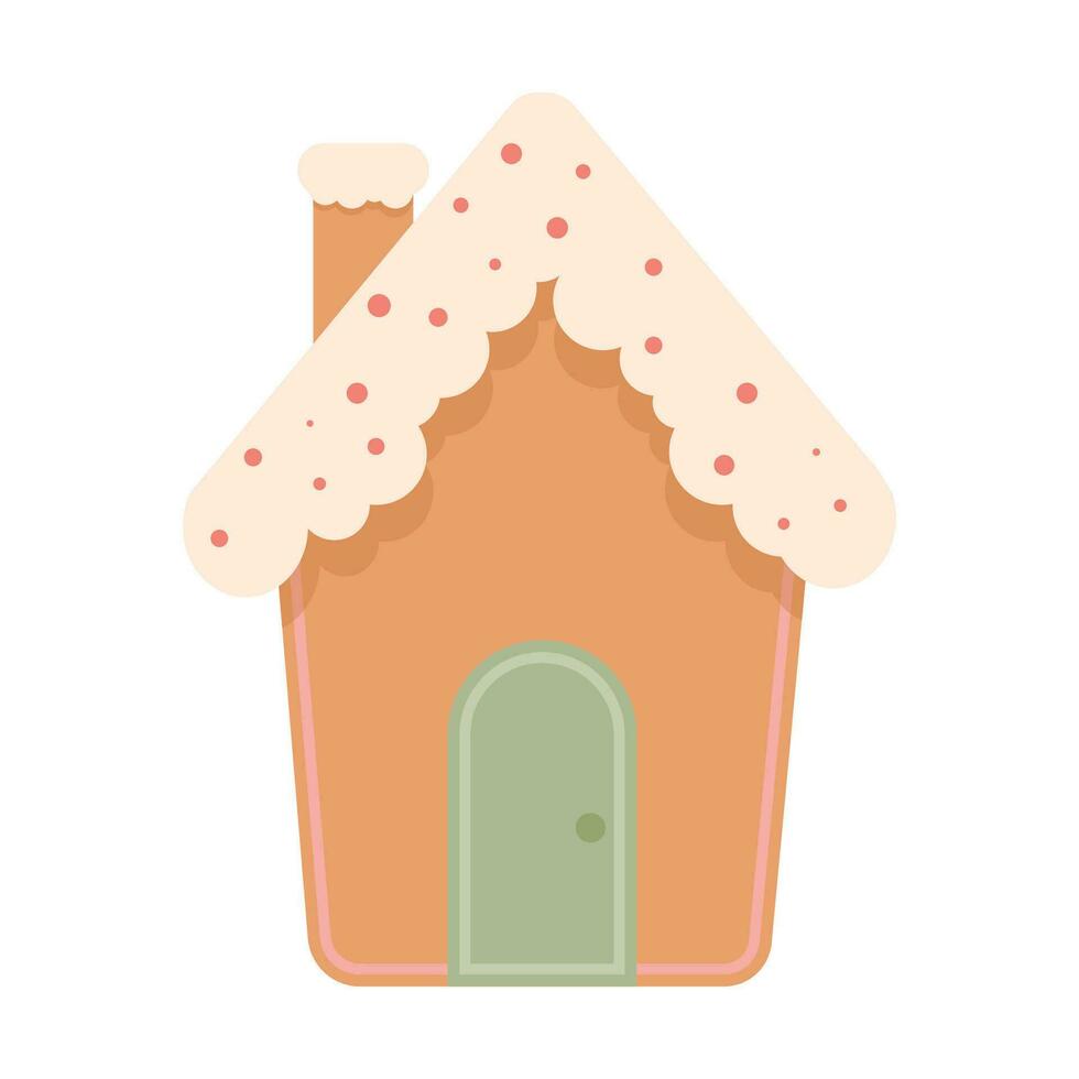 Christmas gingerbread house flat with sprinkles vector