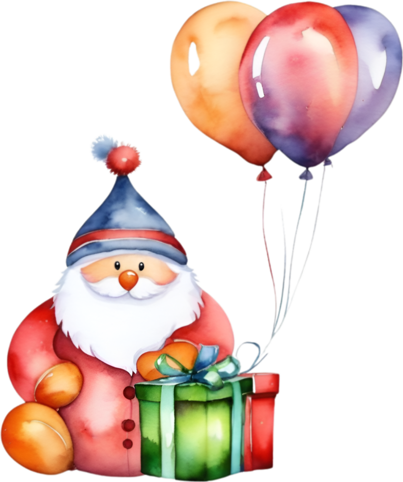 AI generated Watercolor painting of Christmas gifts and balloons. Ai-generated. png