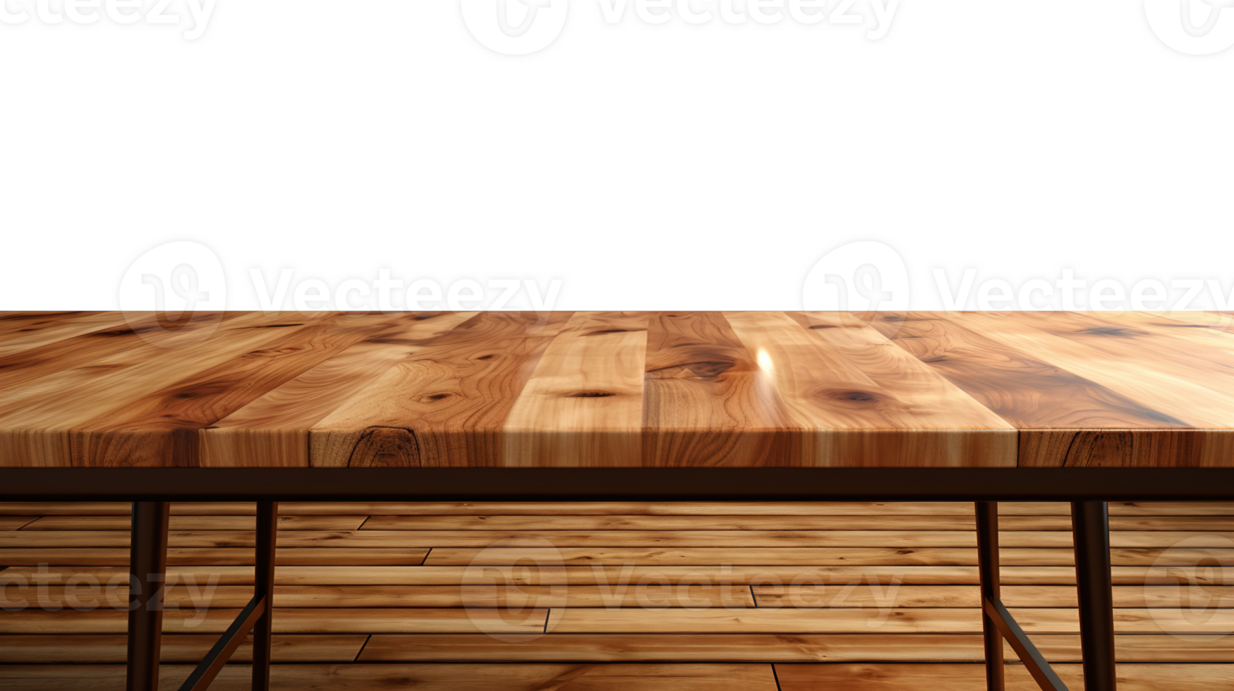 AI generated Honey Maple Wooden Table with Morning Light - Ideal for Product Placement, High-Quality Wood Texture, Transparent Background, Perfect for Mockups png
